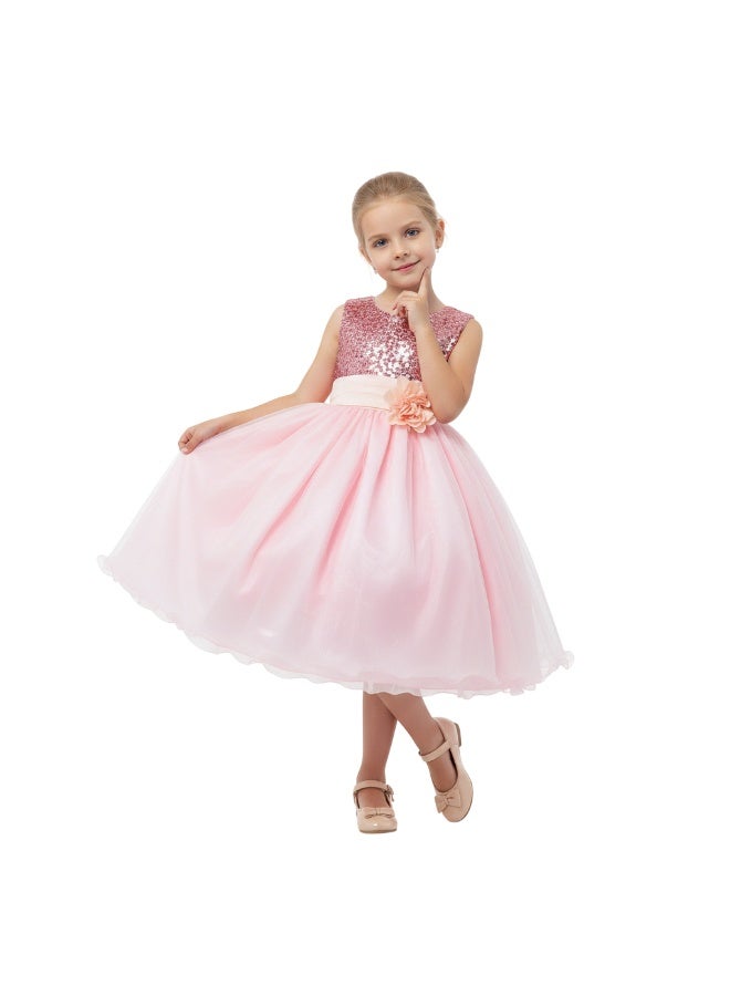 D'Daniela Sparkly Sequins and Flower Dress Pink - Image 2